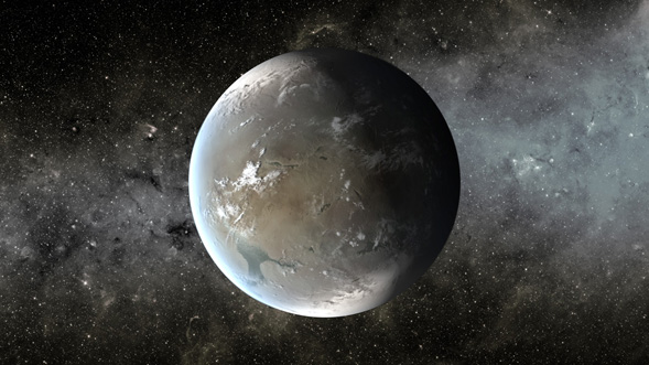 An artist’s rendition of the Kepler-62f exoplanet