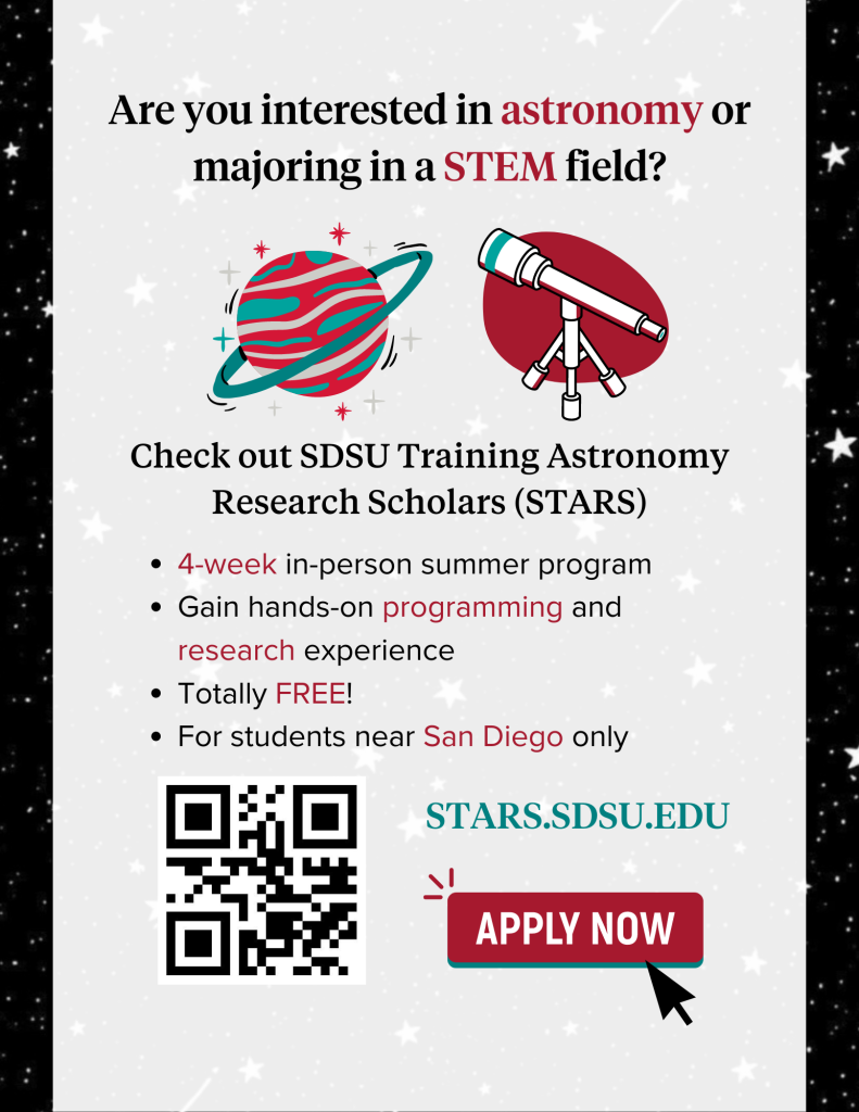 Flyer for the STARS program with a QR code and link to the program website stars.sdsu.edu